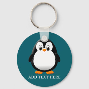 Mooie pinguïn cartoon aangepaste turquoise sleutelhanger