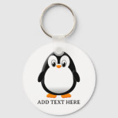 Mooie Pinguïn Cartoon Bewerkbare Naam Sleutelhanger (Voorkant)