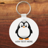 Mooie Pinguïn Cartoon Bewerkbare Naam Sleutelhanger (Voorkant)