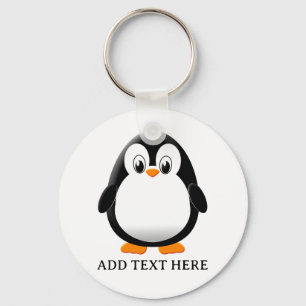 Mooie Pinguïn Cartoon Bewerkbare Naam Sleutelhanger