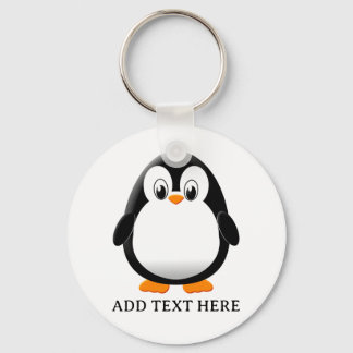 Mooie Pinguïn Cartoon Bewerkbare Naam Sleutelhanger