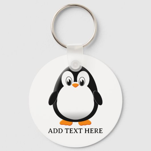 Mooie Pinguïn Cartoon Bewerkbare Naam Sleutelhanger (Achterkant)