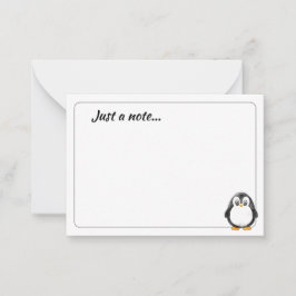 Mooie pinguïn cartoon blanco alleen een notitie notitiekaartje