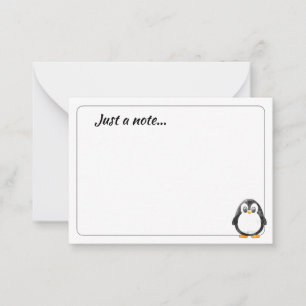 Mooie pinguïn cartoon blanco alleen een notitie notitiekaartje