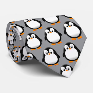 Mooie pinguïn cartoon grijs  stropdas