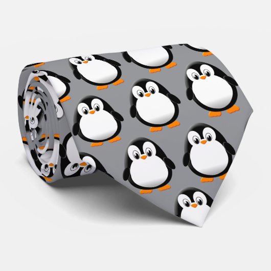 Mooie pinguïn cartoon grijs stropdas (Opgerold)