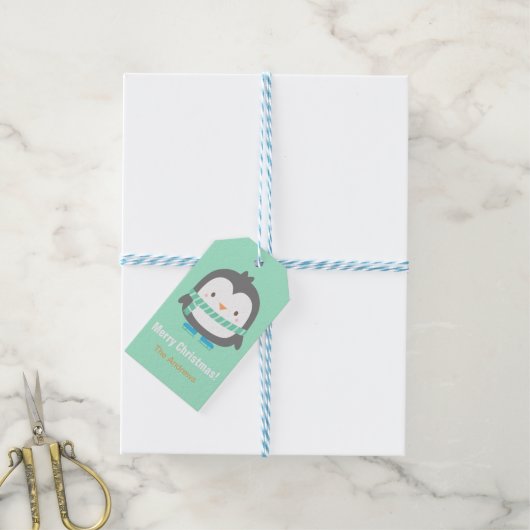 Mooie Pinguïn Kinderen Kerst Decoratie Stickers Cadeaulabel (Met Touw)