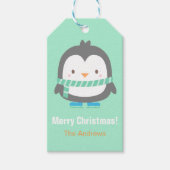 Mooie Pinguïn Kinderen Kerst Decoratie Stickers Cadeaulabel (Voorkant)