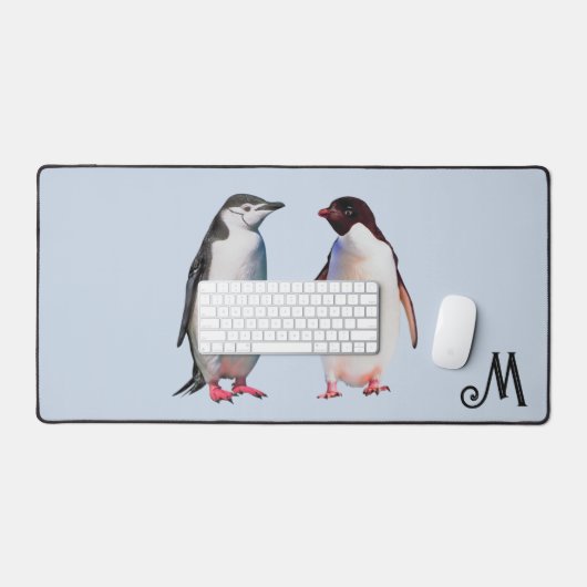 Mooie Pinguïn Koppel en Monogram Bureaumat (Keyboard & Muis)