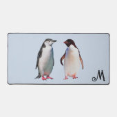 Mooie Pinguïn Koppel en Monogram Bureaumat (Voorkant)
