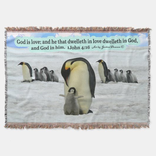 Mooie Pinguïn Schrift 1 Johannes 4:16 Deken (Voorkant)