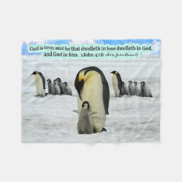 Mooie Pinguïn Schrift 1 Johannes 4:16 Fleece Deken