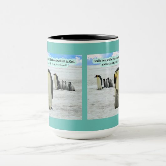 Mooie Pinguïn Schrift 1 Johannes 4:16 Mok (Midden)