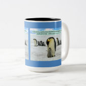 Mooie Pinguïn Schrift 1 Johannes 4:16 Tweekleurige Koffiemok (Voorkant rechts)
