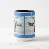 Mooie Pinguïn Schrift 1 Johannes 4:16 Tweekleurige Koffiemok (Center)