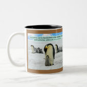 Mooie Pinguïn Schrift 1 Johannes 4:16 Tweekleurige Koffiemok (Links)