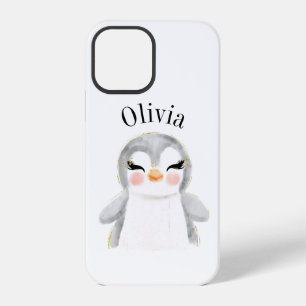 Mooie Pinguïn Waterverf Naam Modern iPhone 12 Pro Hoesje
