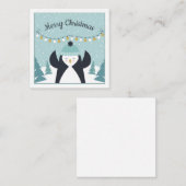 Mooie Pinguïn Winter Kunst Prettig Kerstfeest Notitiekaartje (Voorkant / Achterkant)