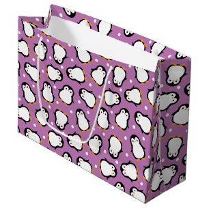 Mooie pinguïnpatroon Paars patroon Groot Cadeauzakje