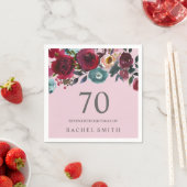 Mooie Pink Burgundy Floral 70ste verjaardag Servetten (Insitu)