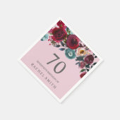 Mooie Pink Burgundy Floral 70ste verjaardag Servetten (Hoek)
