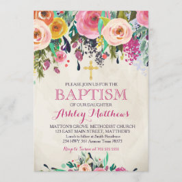 Mooie Pink Floral BAPTISM Uitnodiging
