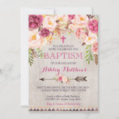 Mooie Pink Floral BAPTISM Uitnodiging (Voorkant)