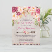 Mooie Pink Floral BAPTISM Uitnodiging (Staand voorkant)