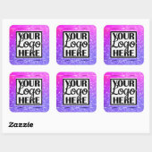 Mooie PInk Paarse Glitter Sparkle Stars met Logo Vierkante Sticker (Vel)