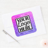 Mooie PInk Paarse Glitter Sparkle Stars met Logo Vierkante Sticker (Envelop)