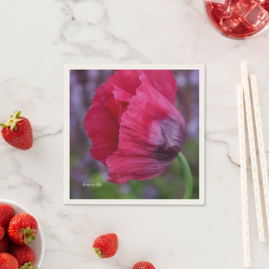 Mooie PiNk & Paarse Poppy Flower Servet (Insitu)