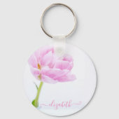 Mooie Pink Peony Sleutelhanger (Voorkant)