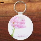 Mooie Pink Peony Sleutelhanger (Achterkant)
