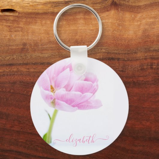 Mooie Pink Peony Sleutelhanger (Achterkant)
