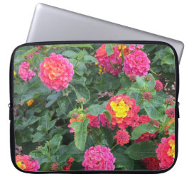 Mooie Pink Yellow Lantana Blooms Foto Laptop Sleeve