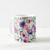 Mooie pinken en Paarse Floral Koffiemok (Voorkant links)