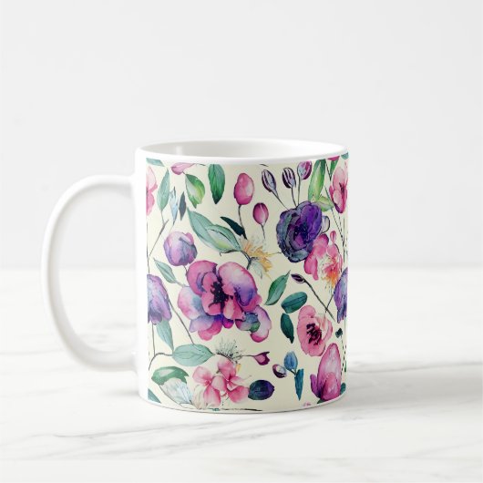 Mooie pinken en Paarse Floral Koffiemok (Links)