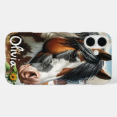 Mooie Pinto Bruine en Witte Paard op Rustieke Boer Case-Mate iPhone Case (Achterkant (horizontaal))