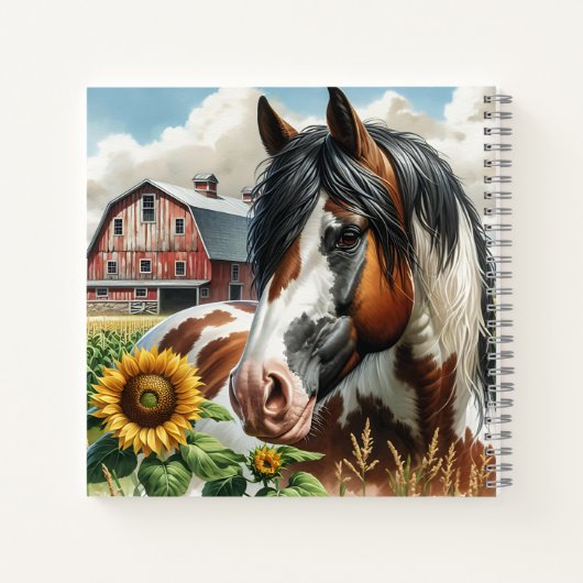 Mooie Pinto Bruine en Witte Paard op Rustieke Boer Notitieboek (Achterkant)