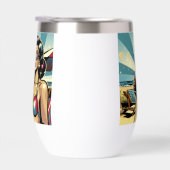 Mooie Pinup Vrouw met een Cola op het Strand (Rechts)