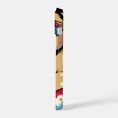 Mooie Pinup Vrouw met een Cola op het Strand iPhone 15 Case (Linkerkant)