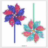 Mooie Pinwheels Blue en Aqua Sticker (Vel)