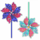 Mooie Pinwheels Blue en Aqua Sticker (Voorkant)