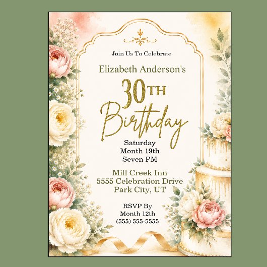 Mooie Pioen 30e Verjaardagsfeest Kaart