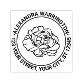 Mooie Pioen Bloesem Bloem Naam Retouradres Zelfinktende Stempel (Design)