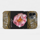 Mooie Pioen Monogram Chic Case-Mate iPhone Case (Achterkant (horizontaal))
