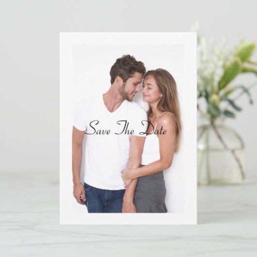 mooie pioen opslag datum trouwkaart kaart (Staand voorkant)