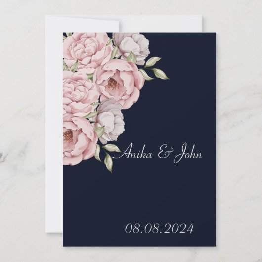 mooie pioen opslag datum trouwkaart kaart (Achterkant)