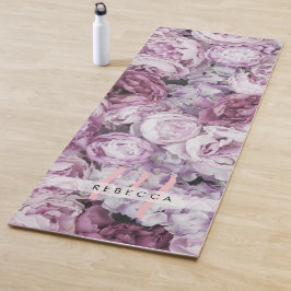 Mooie Pioen Roze Rozen Bloemrijke Monogram Yogamat