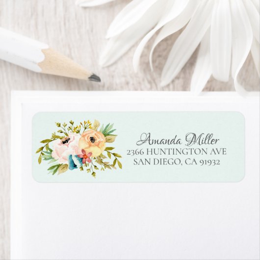 Mooie Pioenrozen Bloemen Retouradres Etiket (Insitu)